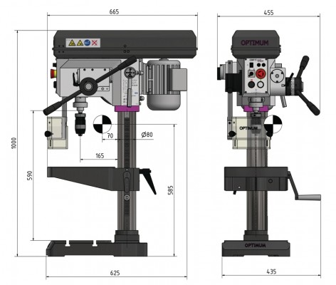 Optimum Tischbohrmaschine DH 28FT Aktions-Set inkl. Maschinenschraubstock