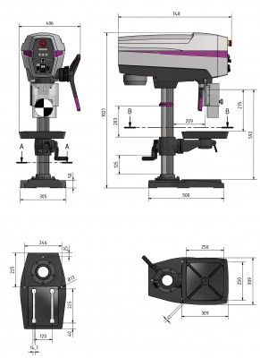 Optimum Tischbohrmaschine DP 26-T (400 V) Set
