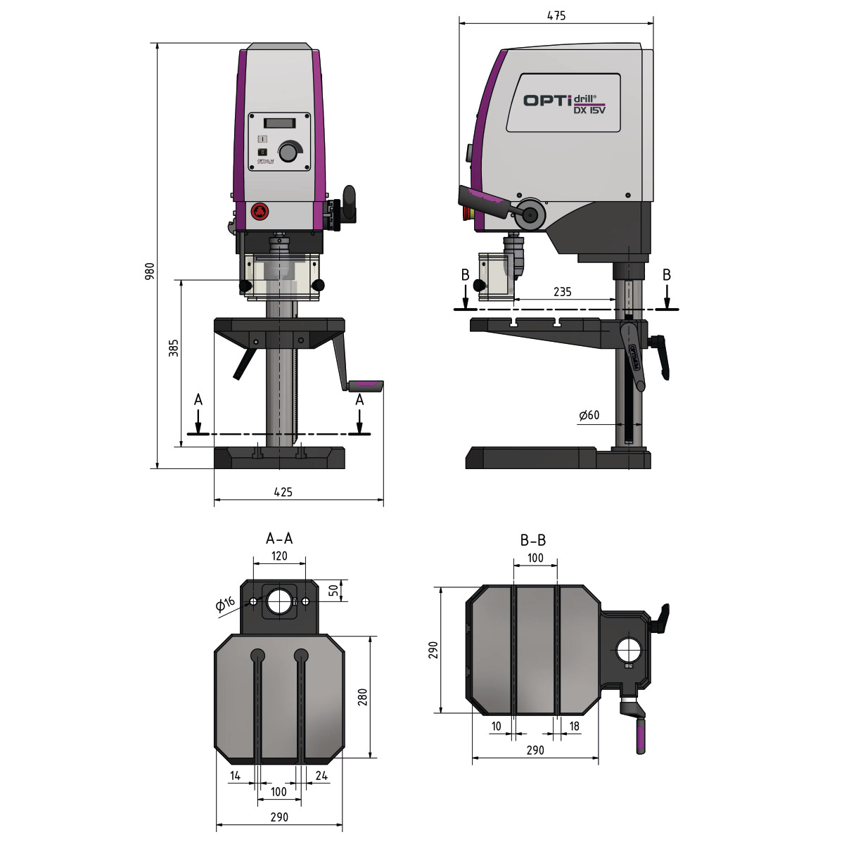  Optimum Tischbohrmaschine DX 15V 