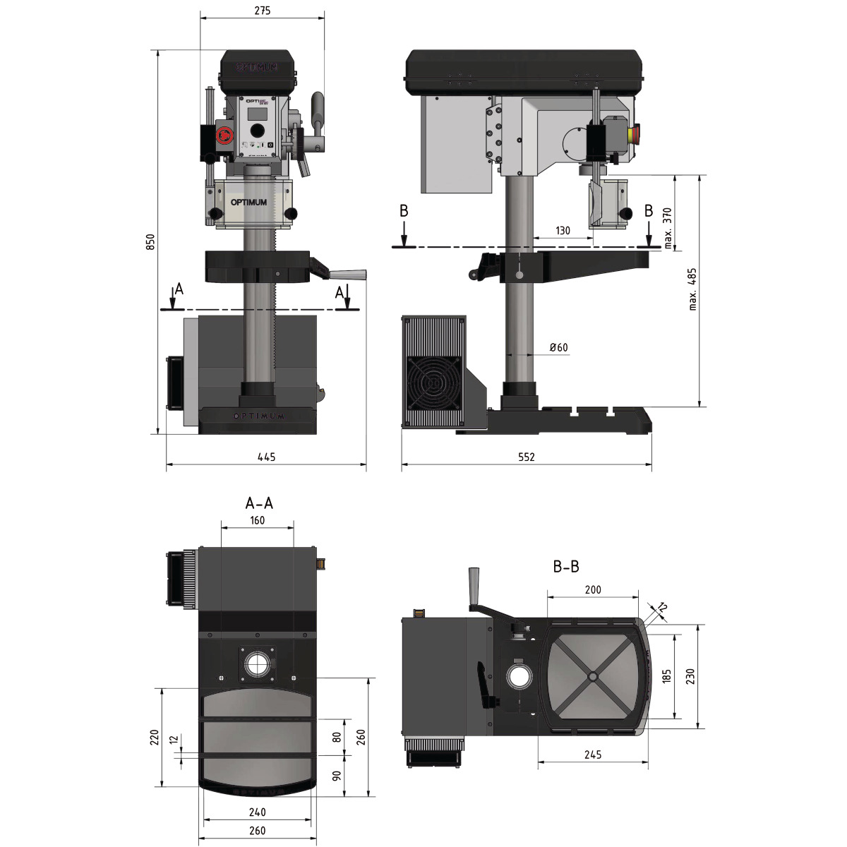  Optimum Tischbohrmaschine DH 18V Set 