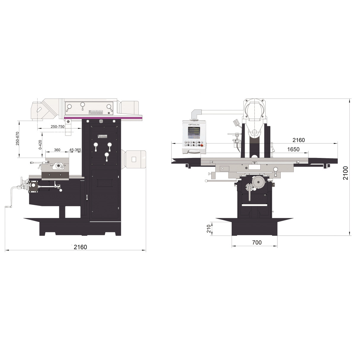  Optimum Universalfräsmaschine MT 200 