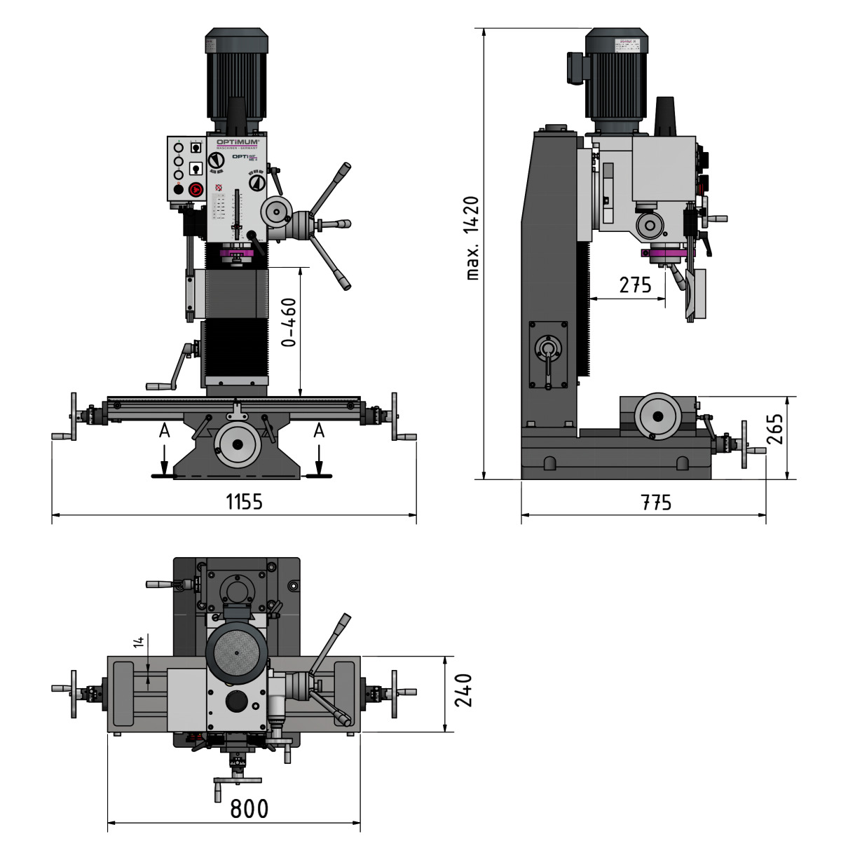  Optimum Präzisions-Bohr-Fräsmaschine MB 4 