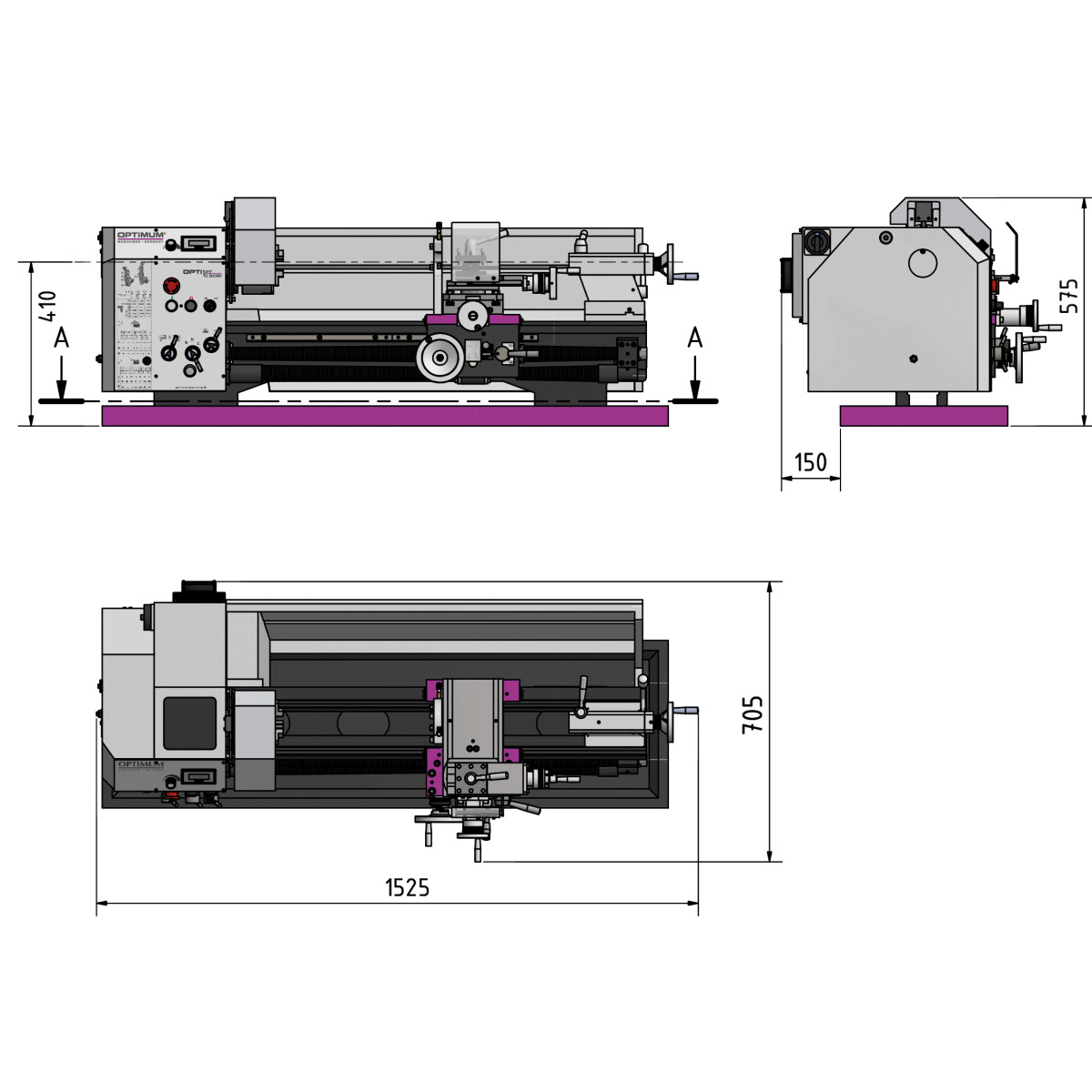  Optimum Leit- und Zugspindel-Drehmaschine TU 3008 