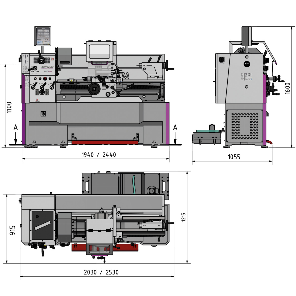  Optimum Leit- und Zugspindeldrehmaschine TH 4215D 